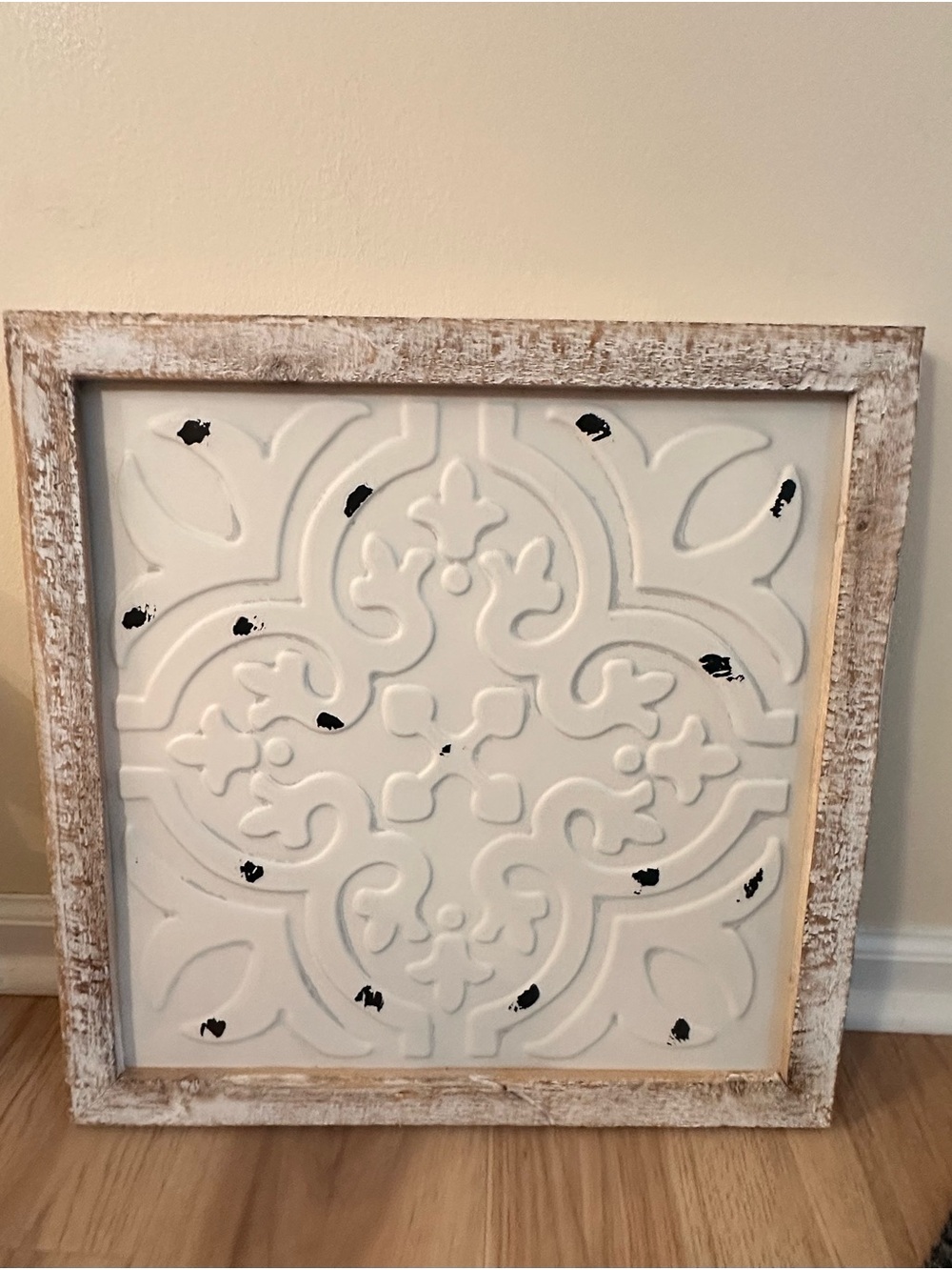 Rustic Farmhouse Framed Embossed Wall Decor – Approx. 18”